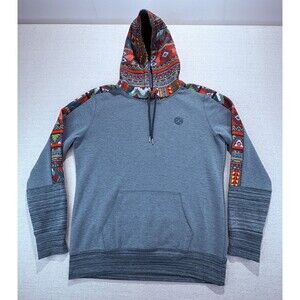 Hooey Men Medium Canyon Aztec Pullover Hoodie Gray Western Geometric Hooded